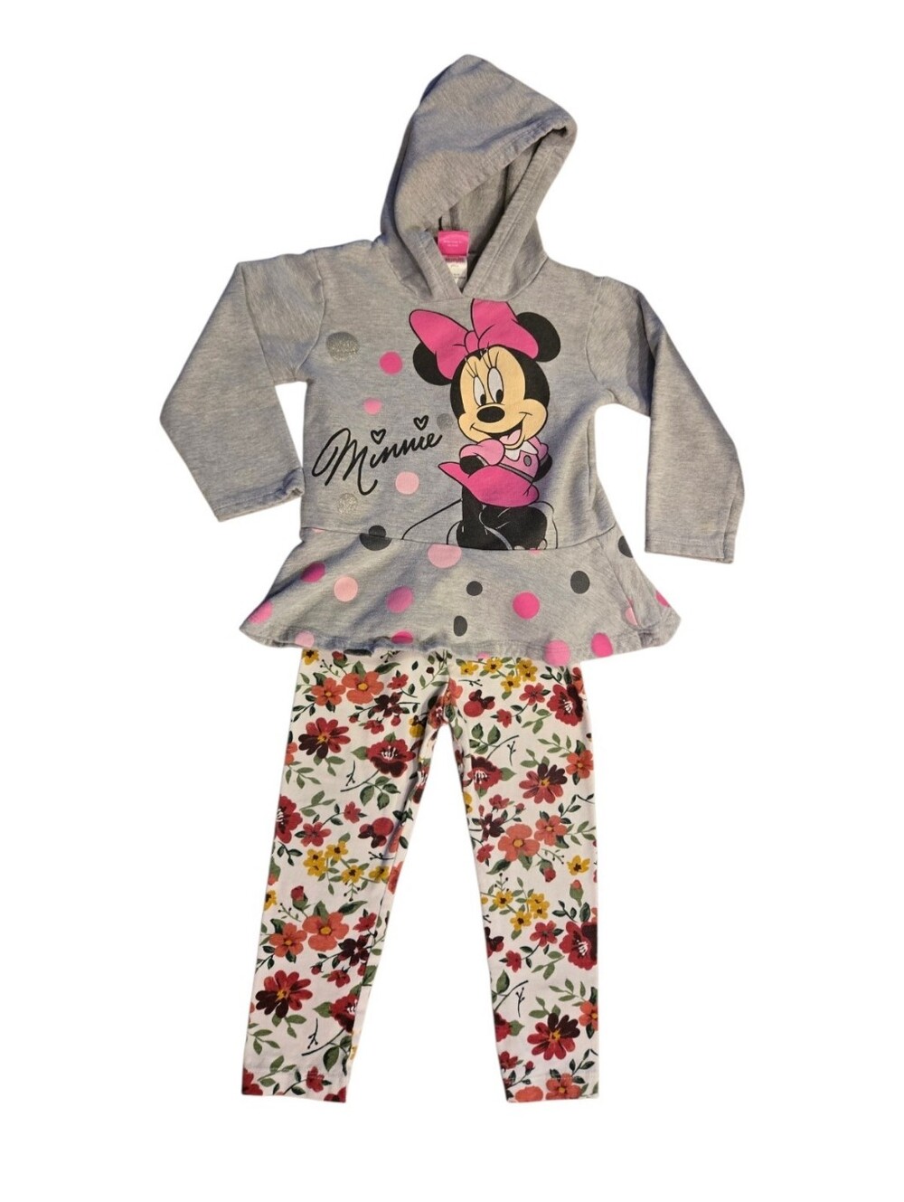 Disney Minnie Mouse Gray & Pink Hoodie 3T Leggings 2T
